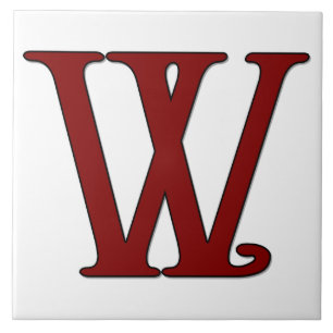 Helena Letter W in Red Monogram Tile