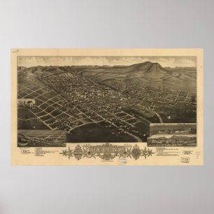 Helena Montana 1883 Antique Panoramic Map Poster