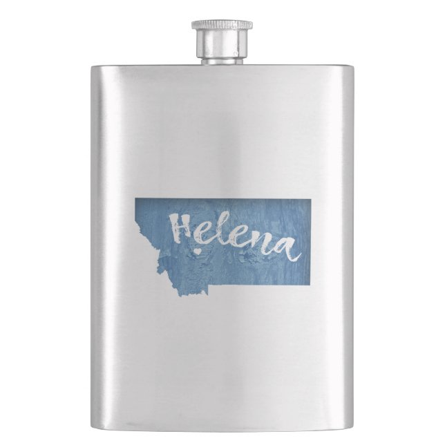 Helena Montana Wood Grain Hip Flask (Front)