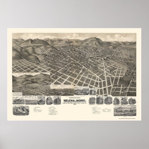 Helena, MT Panoramic Map - 1890 Poster
