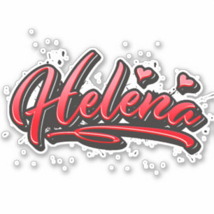 Helena red Heart Graffiti Sticker