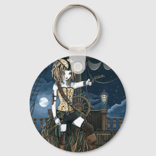 "Helena" Sky Pirate Ship Moon Fae Keychain