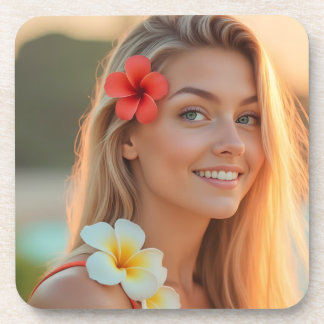 Helena's Island Glow: Nature’s Tranquillity Plasti Coaster