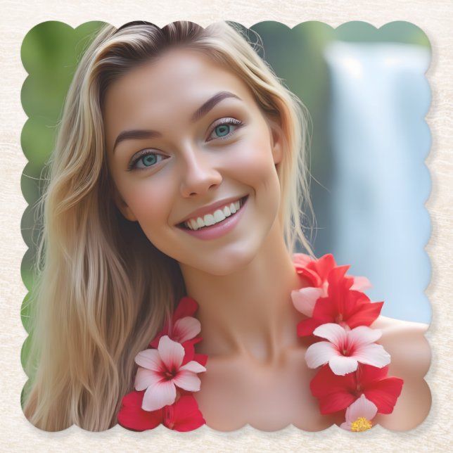 Helena's Ocean Whisper: A Tranquil Getaway Paper Coaster (Front)