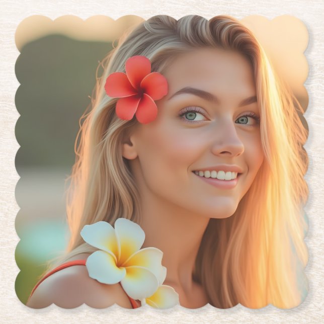 Helena's Tropical Escape: Beachside Bliss Paper Coaster (Front)