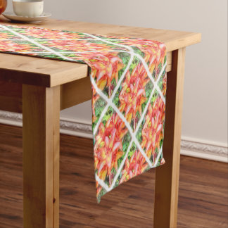 Helen's Coral Coloured Lilies Watercolor Short Table Runner