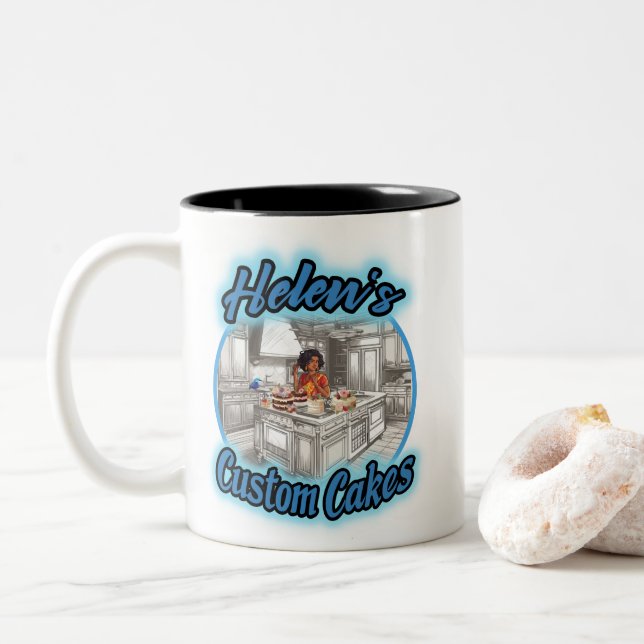 Helen's Custom Cakes Two-Tone Coffee Mug (With Donut)