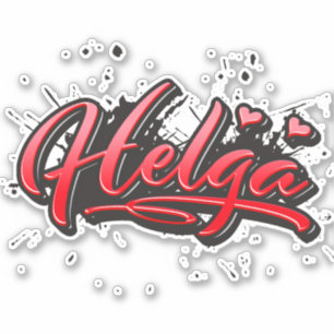 Helga red Heart Graffiti Sticker
