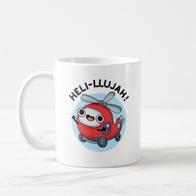 Heli-llujah Funny Helicopter Pun  Coffee Mug (Left)