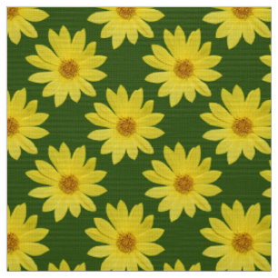 Helianthus 'Lemon Queen' Pattern - Forest Green Fabric