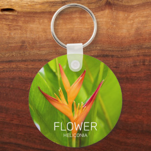 Heliconia Flowers Botanical Plant Garden Design Key Ring