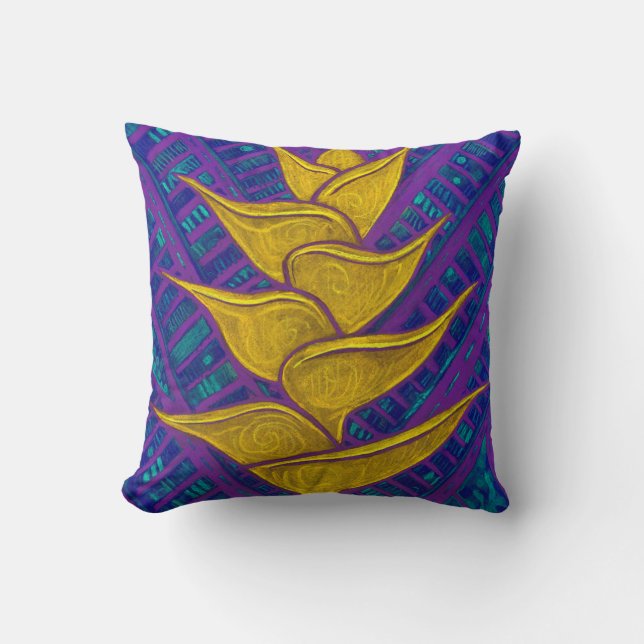 Heliconia Flowers Tropic Botanical Bold Floral Art Cushion (Front)