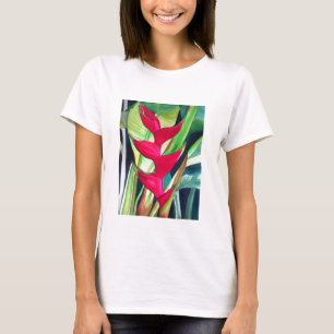 Heliconia Lobster Claw tropical watercolour flower T-Shirt