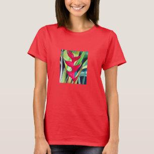 Heliconia Lobster Claw tropical watercolour flower T-Shirt