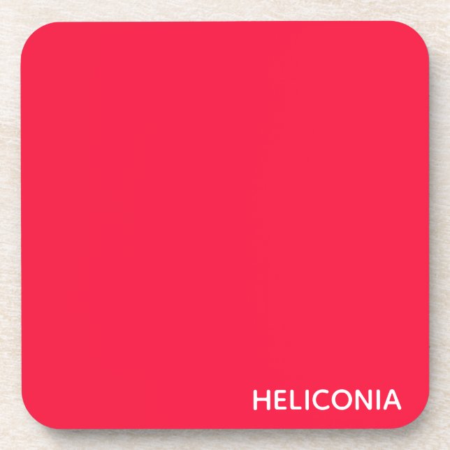 Heliconia red color name coaster (Front)