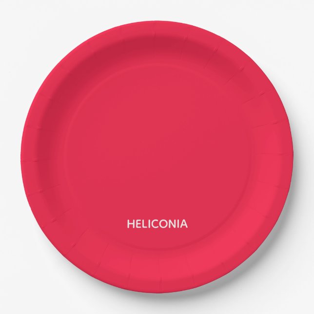Heliconia red colour name paper plate (Front)