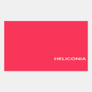 Heliconia red colour name rectangular sticker