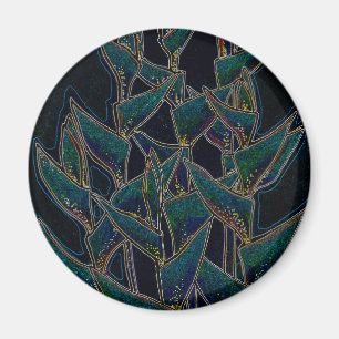 Heliconia Rostrata Tropical Flowers Floral Black Magnet