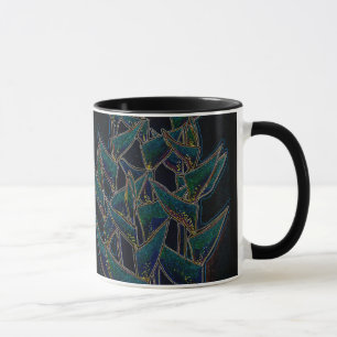 Heliconia Rostrata Tropical Flowers Floral Black Mug