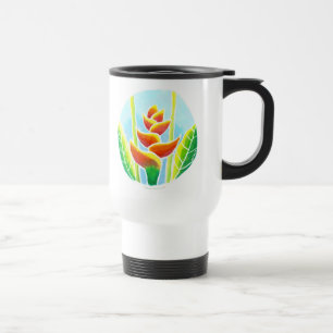 Heliconia Tropical Flower Batik Steel Travel Mug