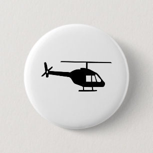 Helicopter 6 Cm Round Badge