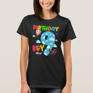 Helicopter 9th Birthday Boy Aeroplane Plane Pilot  T-Shirt