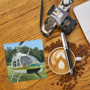 Helicopter Aeroplane Photo, Aviation, Monogrammed Glass Coaster