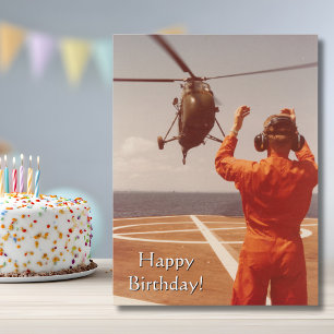 Helicopter Aeroplane photo, Cool Aviation Birthday Postcard