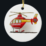 Helicopter Ambulance Air Ambulance Ornament<br><div class="desc">This is one of many fire police EMS gifts featuring fire police and EMS vehicle images by artist, Richard Neuman. Every piece of emergency equipment is drawn in high detail yet always has a touch of whimsy. His unique work is in homes and offices in every state and around the...</div>