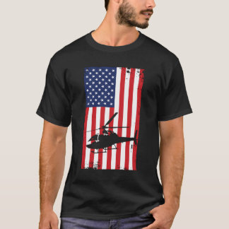 Helicopter American Flag Pilot Aviation Flying Hel T-Shirt