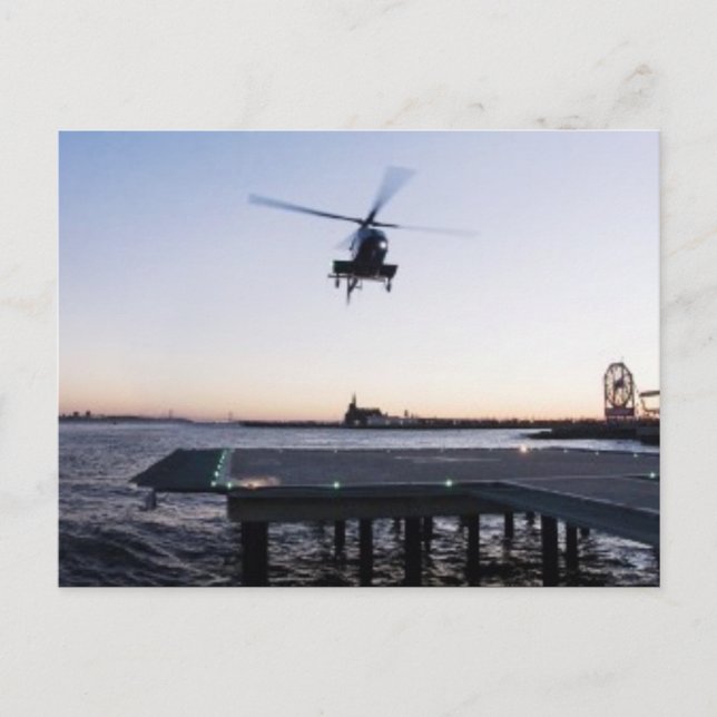Helicopter at Paulus Hook Heliport, Jersey City Postcard (Front)