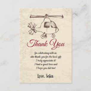 Helicopter, birthday, baby shower,  thank you card