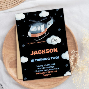 Helicopter Birthday Invitations Black BK