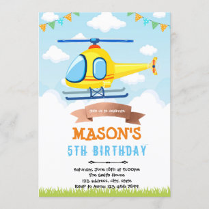 Helicopter birthday party invitation