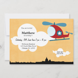 Helicopter Birthday theme (Orange) Invitation