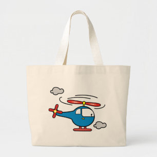 Helicopter Blue an Red Large Tote Bag