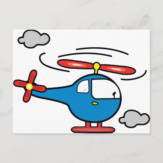 Helicopter Blue an Red Postcard (Front)
