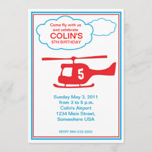 helicopter Boy Birthday Party Invitation