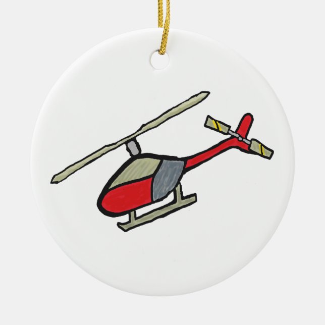Helicopter Ceramic Tree Decoration (Front)