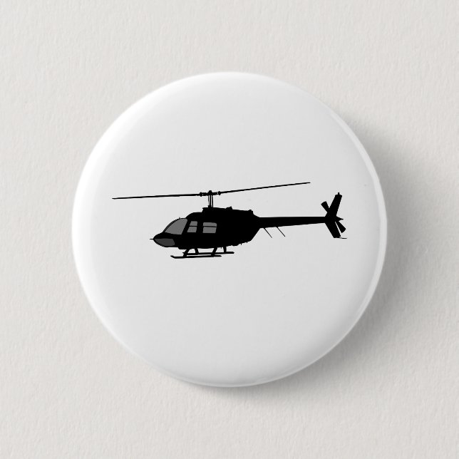 Helicopter Chopper Silhouette Customise Colour 6 Cm Round Badge (Front)