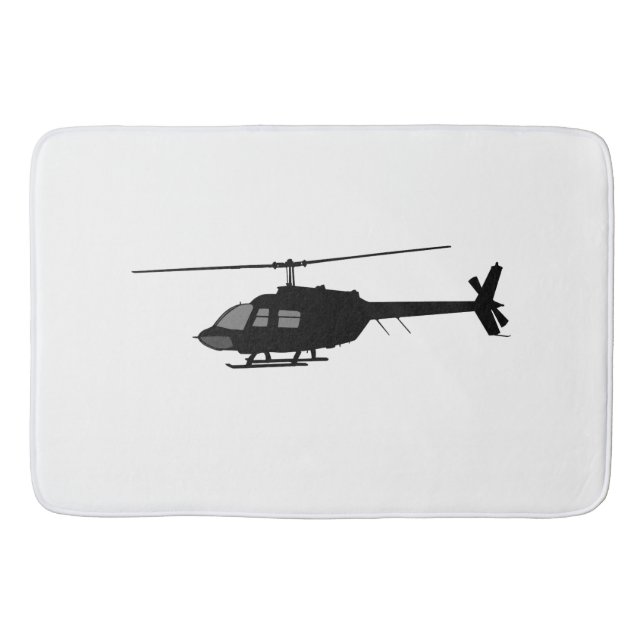 Helicopter Chopper Silhouette Customise Colour Bath Mat (Front)