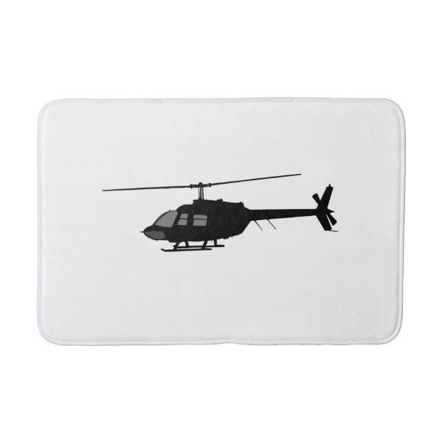 Helicopter Chopper Silhouette Customise Colour Bath Mat (Front)
