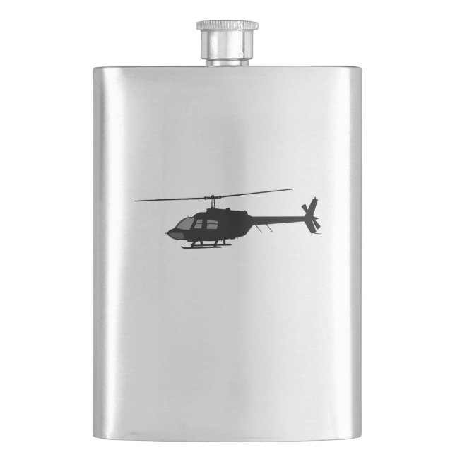 Helicopter Chopper Silhouette Customise Colour Hip Flask (Front)