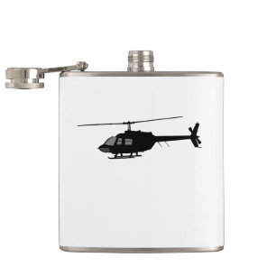 Helicopter Chopper Silhouette Customise Colour Hip Flask