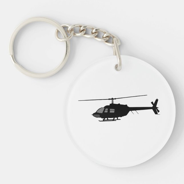 Helicopter Chopper Silhouette Customise Colour Key Ring (Front)