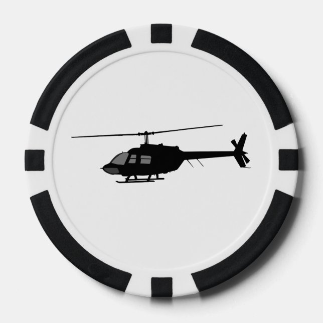 Helicopter Chopper Silhouette Customise Colour Poker Chips (Front)