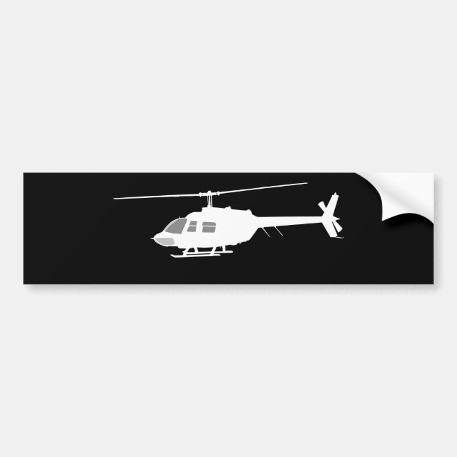 Helicopter Chopper Silhouette Flying Black Bumper Sticker (Front)