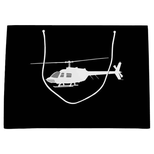 Helicopter Chopper Silhouette Flying Black Large Gift Bag (Front)