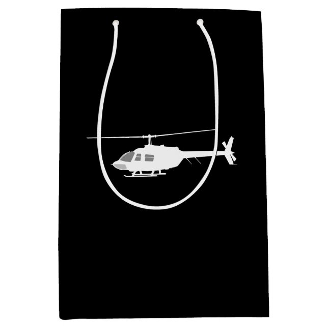 Helicopter Chopper Silhouette Flying Black Medium Gift Bag (Front)