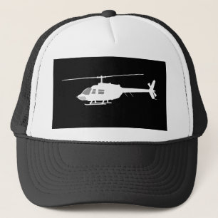 Helicopter Chopper Silhouette Flying Black Trucker Hat